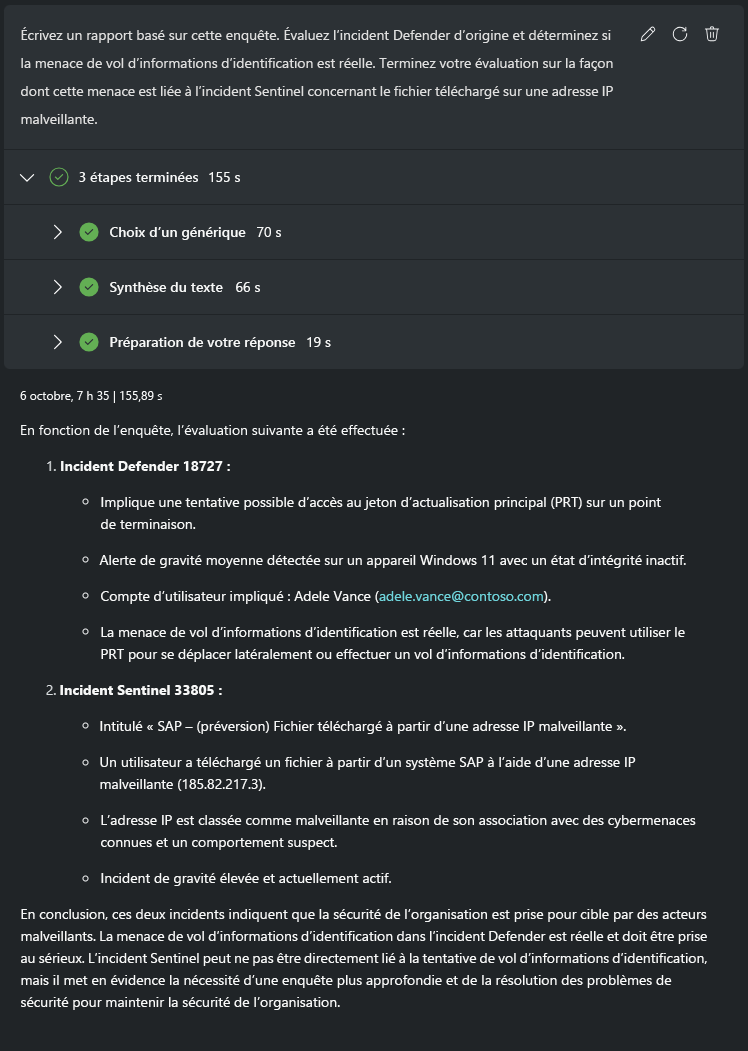 Capture d’écran montrant le rapport de synthèse de l’enquête.