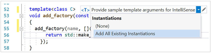 Capture d’écran de la barre de modèles avec l’option Ajouter toutes les instanciations existantes mise en évidence.