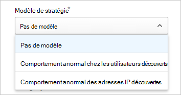 Capture d’écran montrant comment sélectionner un modèle à utiliser comme base pour la nouvelle stratégie.