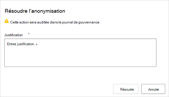 Anonymiser la fenêtre contextuelle de résolution.