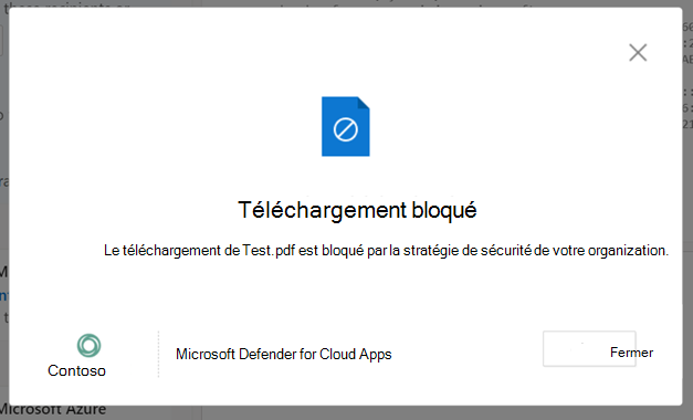 Capture d’écran d’un message De téléchargement bloqué.