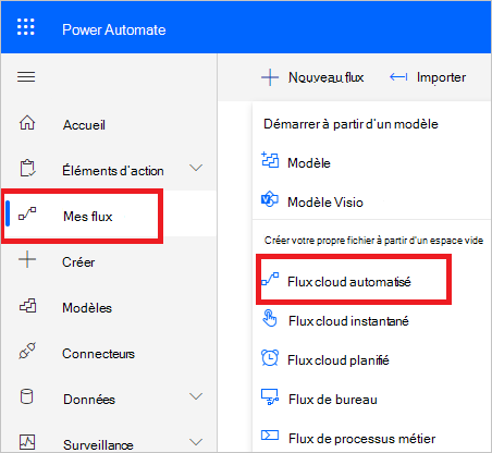 Power Automate crée un flux.
