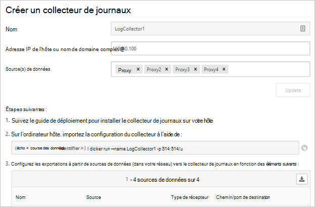 Copier la commande d’exécution à partir de l’Assistant Collecteur de journaux.