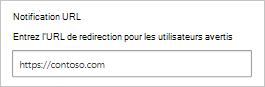 Capture d’écran montrant comment configurer l’URL de notification.