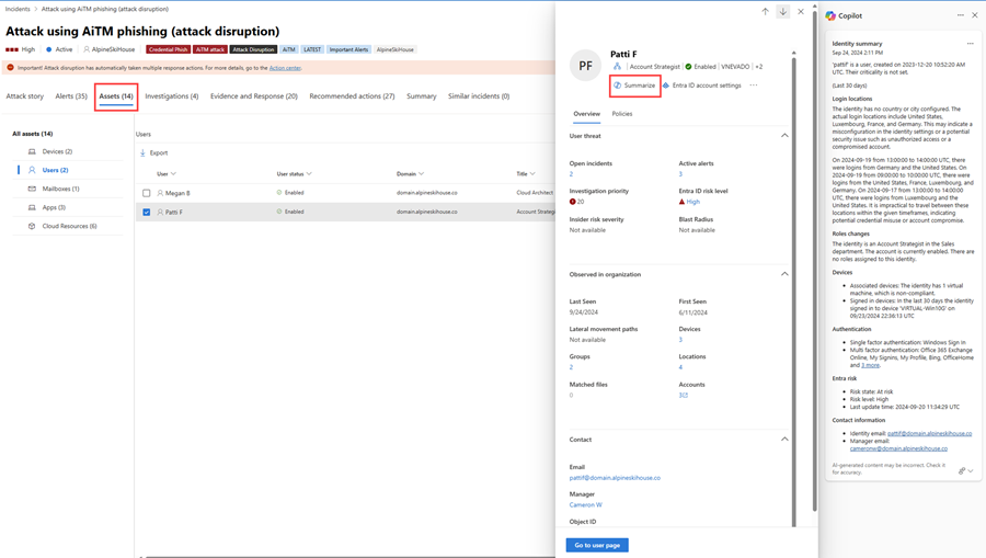 Capture d’écran montrant l’onglet Ressources et un compte d’utilisateur mis en évidence.