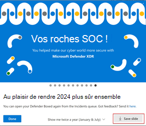 Capture d’écran de la diapositive Defender Boxed avec l’option Enregistrer mise en évidence.