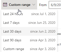 Options de plage de dates chronologie d’événements.