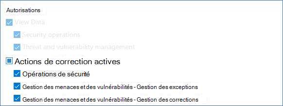 Vue de l’autorisation de gestion des exceptions.