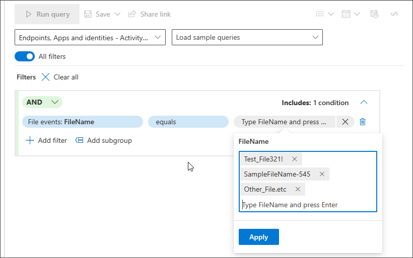 Capture d’écran montrant différentes conditions que vous pouvez utiliser