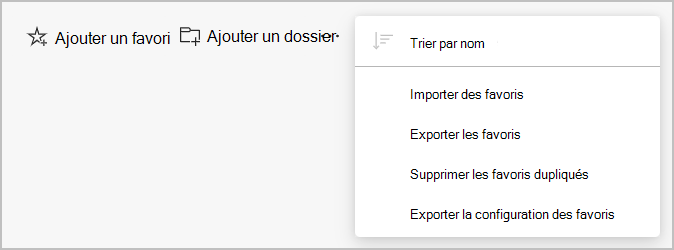 Options de menu pour l’utilisation des favoris.