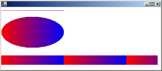 ligne A, un ellipse et un rectangle rempli d’un dégradé de couleur.