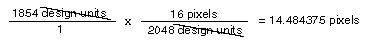 Formule montrant la conversion d’unités de conception en pixels