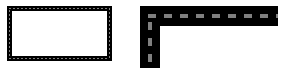 Capture d’écran montrant le rectangle dessiné avec des lignes en noir et en pointillés.