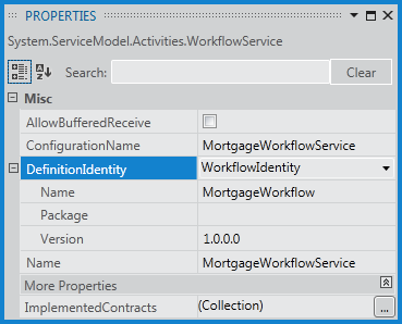 Capture d’écran montrant la propriété DefinitionIdentity.