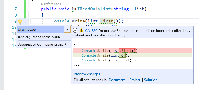 Correctif de code pour CA1826 – Utiliser l’indexeur