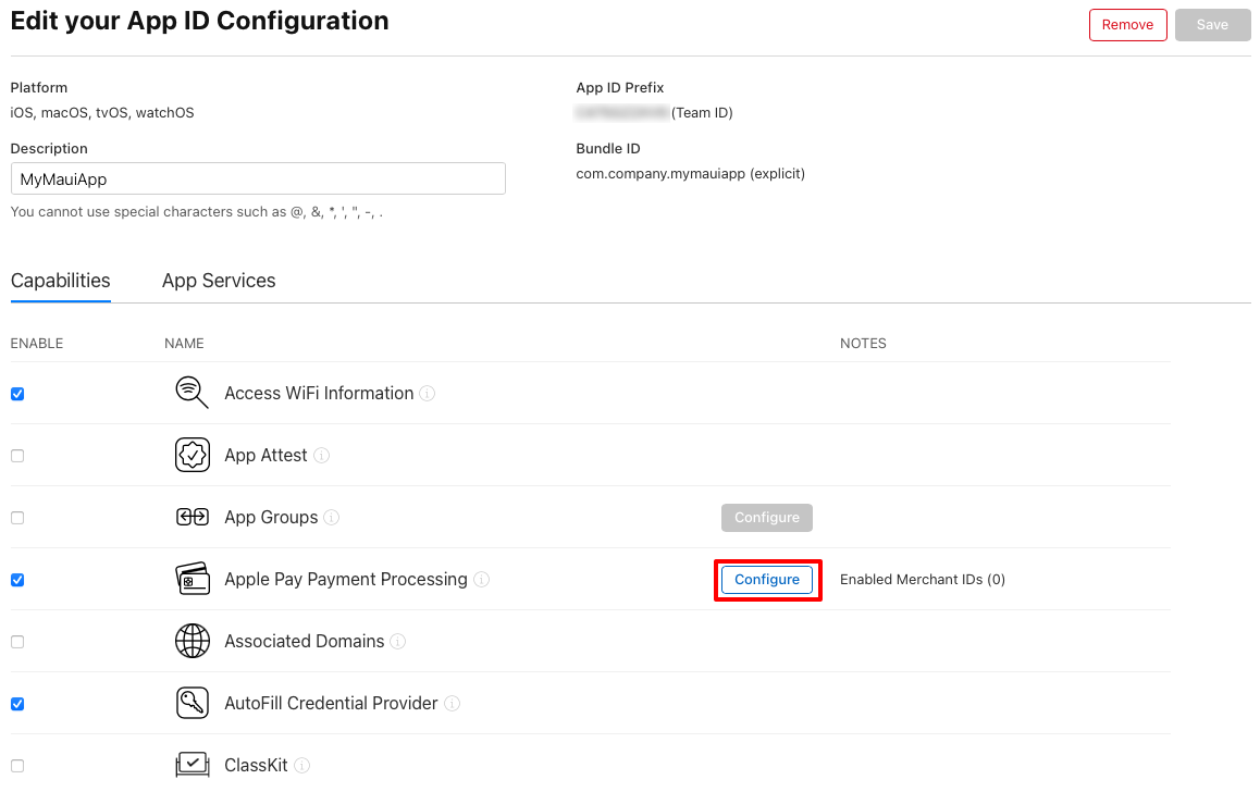 Capture d’écran de la modification de fonctionnalités.