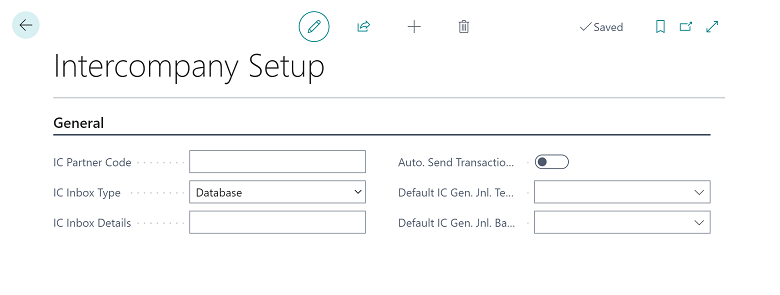 Nouvelle page de configuration intersociétés avec deux nouveaux champs.