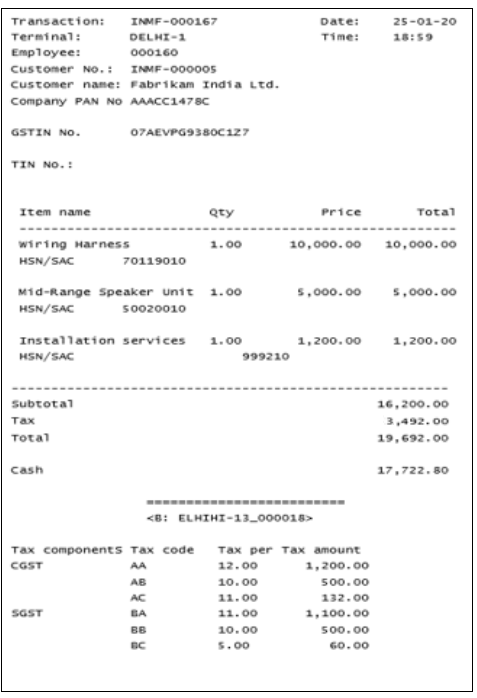 Scenario 1 second validation receipt example.