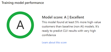 Image de la zone d’informations du score du modèle avec la note A.