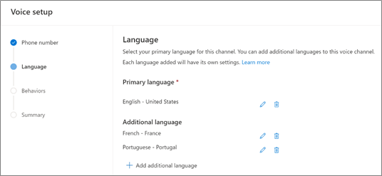 Flux de travail avec plusieurs options de langue définies.