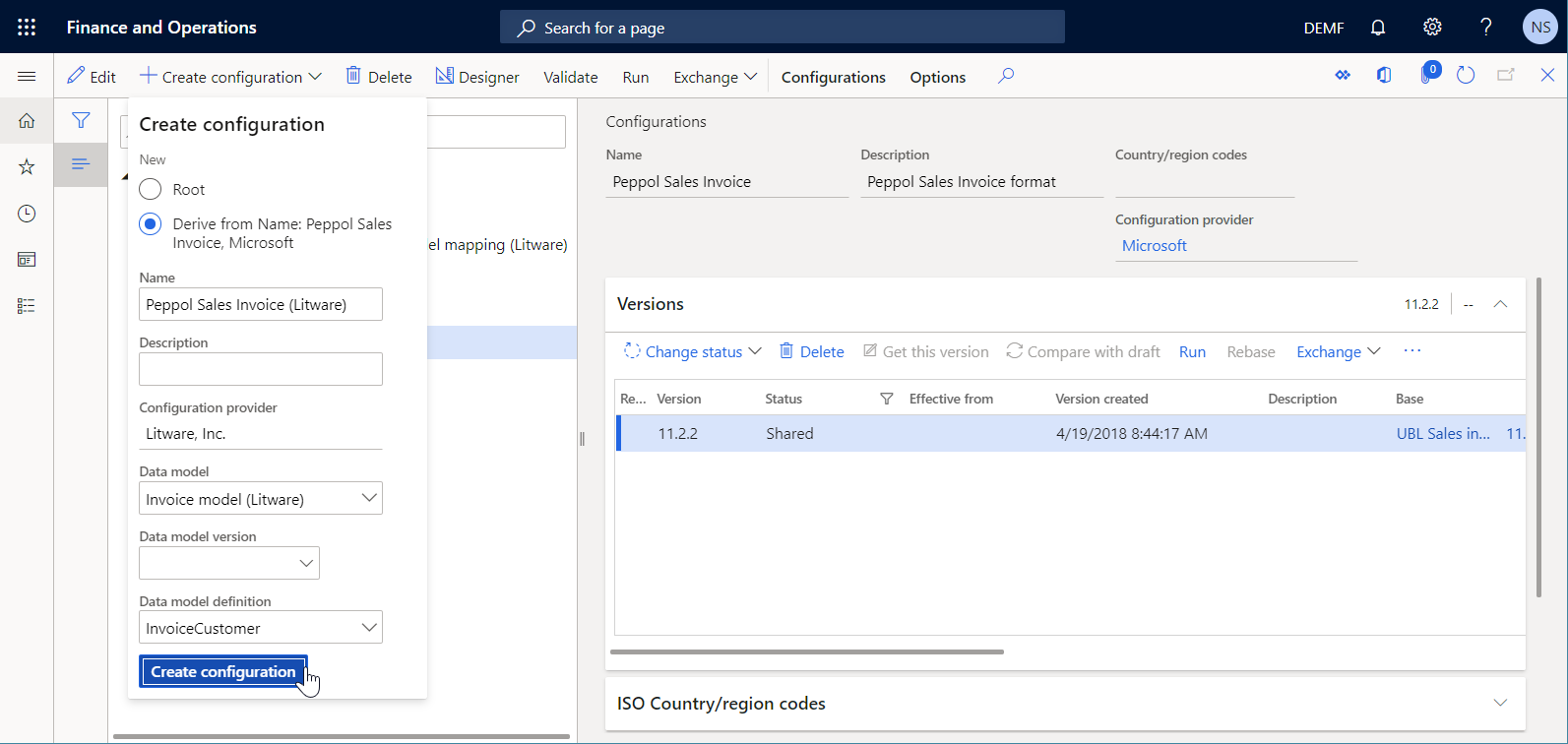 Ajout d’une configuration du format personnalisé sur la page Configurations.