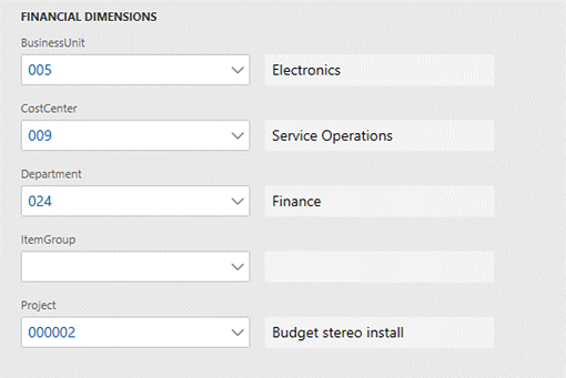 Default dimension values.