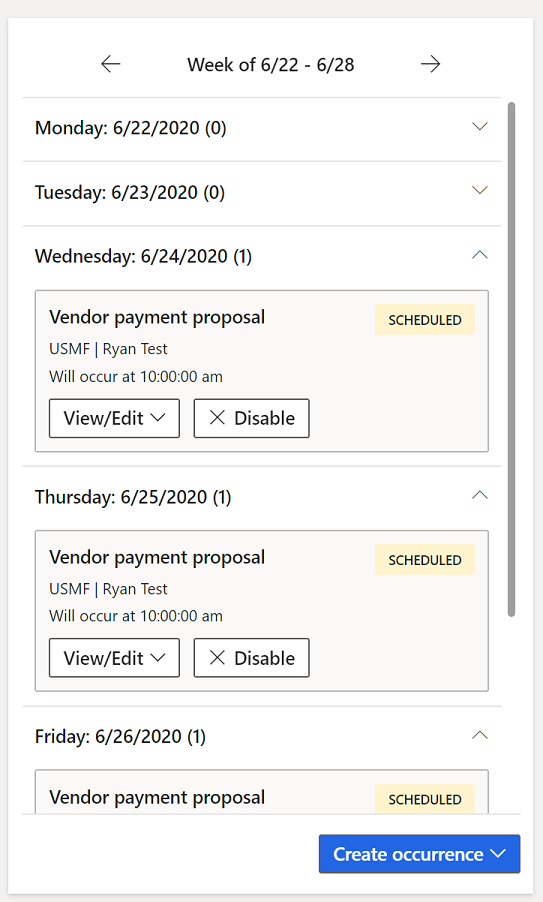 Calendrier d’automatisation des processus.