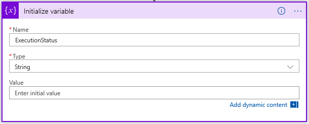 Initialiser l’action variable.