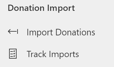 Sélectionnez Importer des dons dans le volet de navigation de gauche.