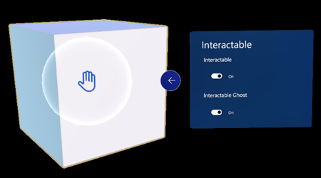 Capture d’écran de l’icône de main qui apparaît lorsque l’option Interactable est activée.