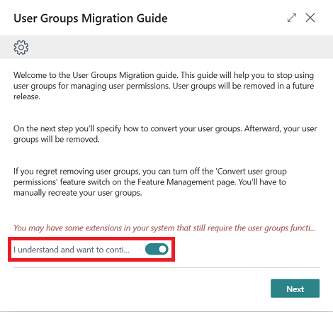 Montre la page Guide de migration des groupes d’utilisateurs.