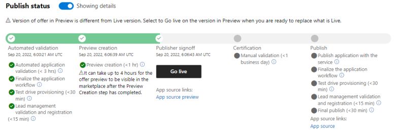 Utiliser la fonction de version préliminaire pour votre soumission AppSource dans l’Espace partenaires