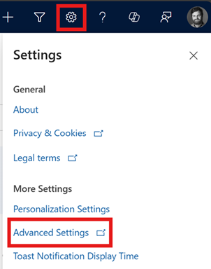 Screenshot of Advanced Settings link in the site map.