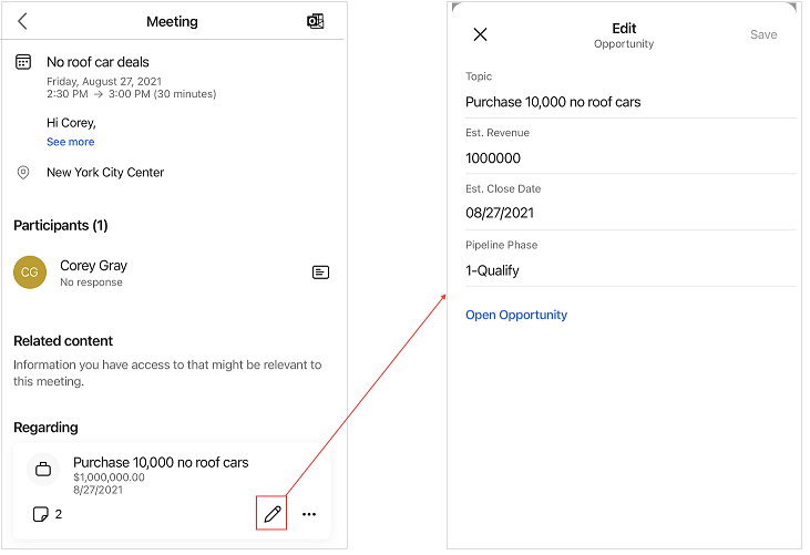 Appuyez sur l’option de modification rapide.