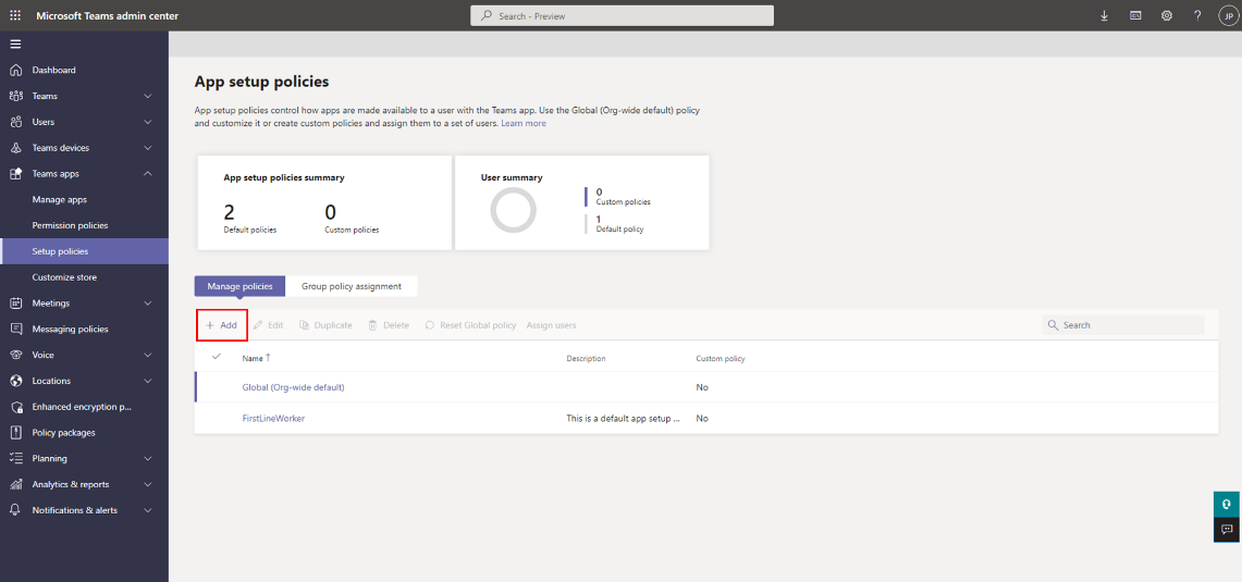 Ajouter une stratégie de configuration