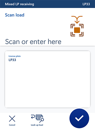 Étape de réception de contenants mixtes dans l’application mobile Warehouse Management.