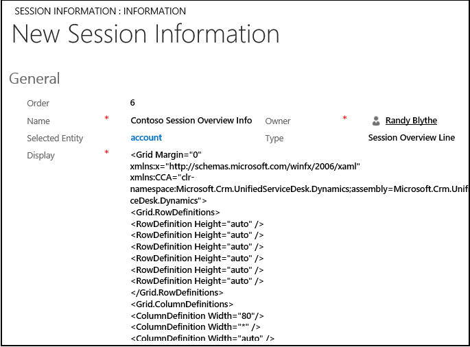 Définir les informations de vue d’ensemble de la session.