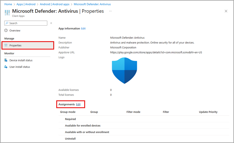 Capture d’écran de l’option Modifier pour l’attribution de groupes.