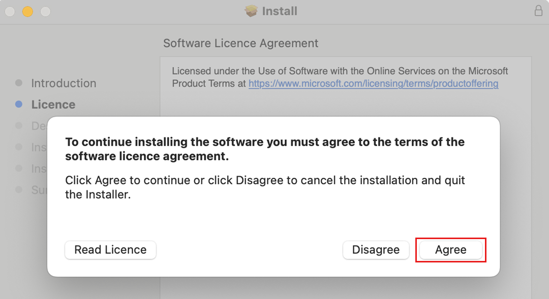 Capture d’écran de l’Assistant Installation à l’étape SumLicense, montrant la fenêtre contextuelle du contrat de licence logicielle.