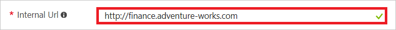 Exemple : Dans l’URL interne, définissez finance au lieu d’un caractère générique.