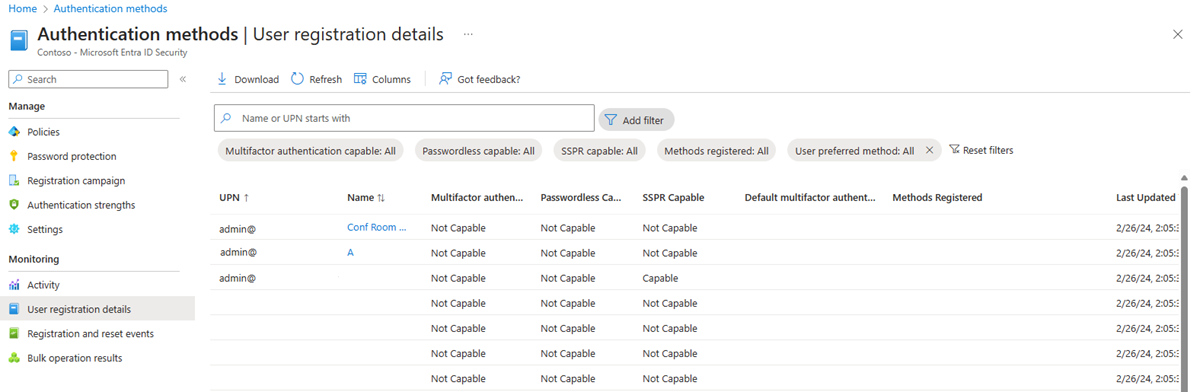 Capture d'écran des détails d'inscription des utilisateurs