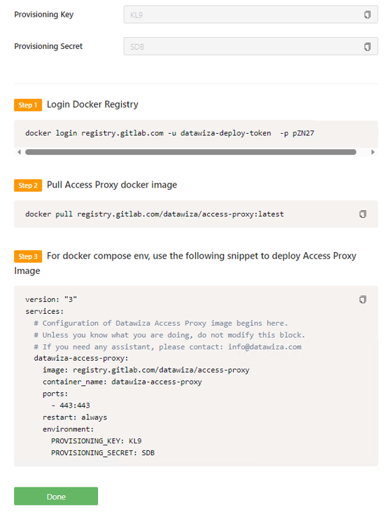 Capture d’écran de trois ensembles d’informations Docker.