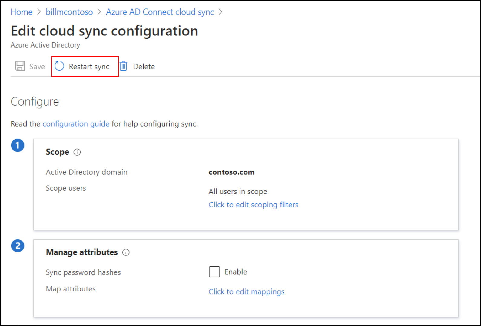 Capture d’écran montrant les options de la page de configuration de l’agent.