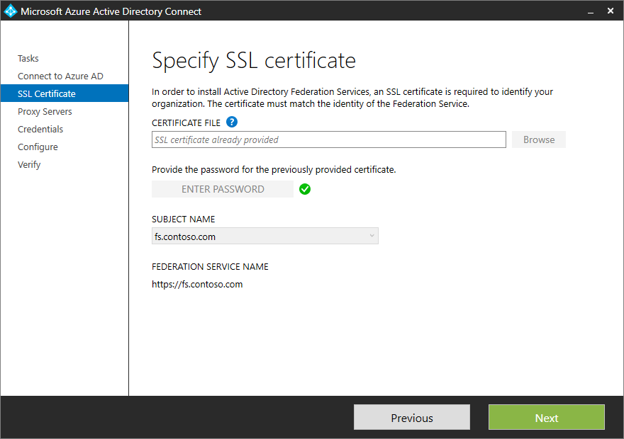 Spécifier le certificat TLS/SSL