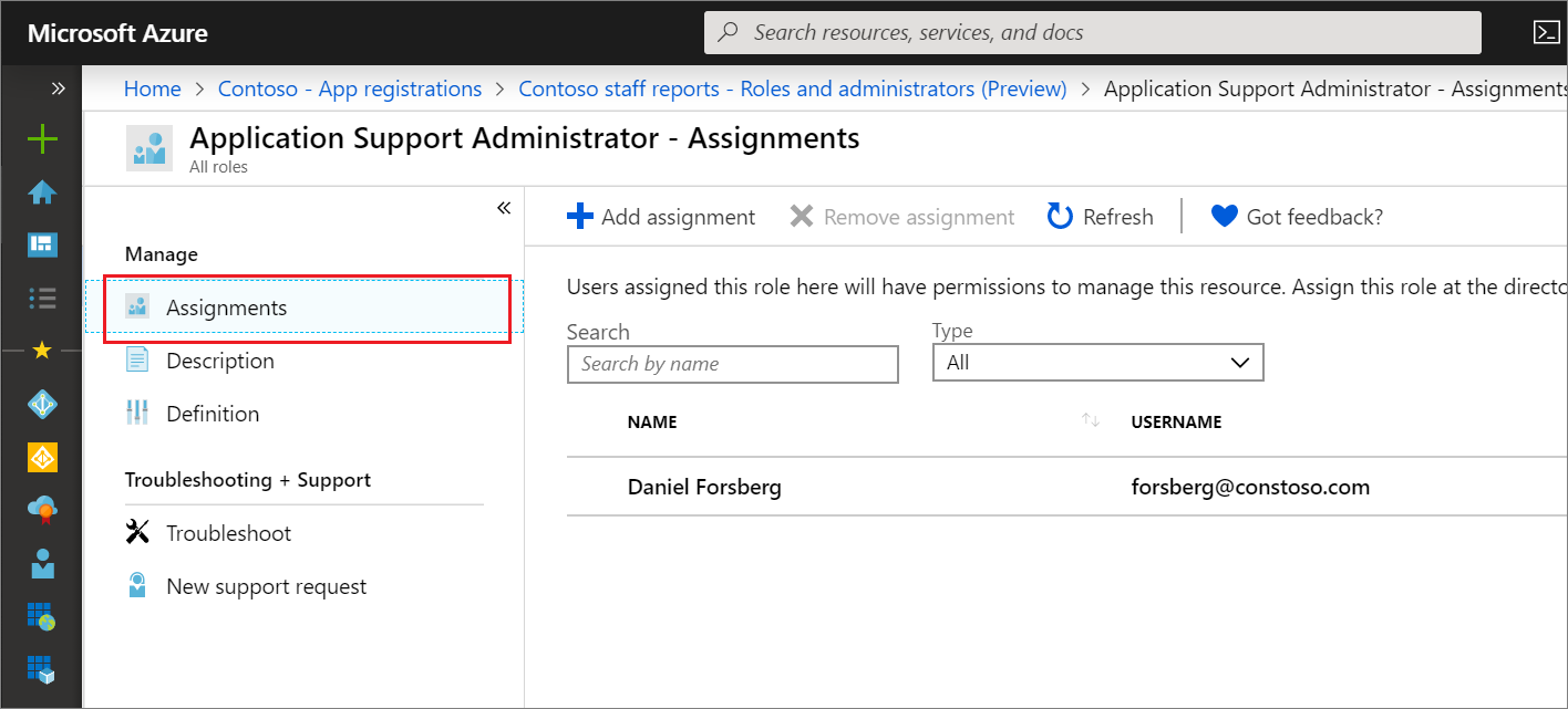 Répertorier les attributions de rôle de l’inscription d’application à partir des propriétés d’une inscription d’application