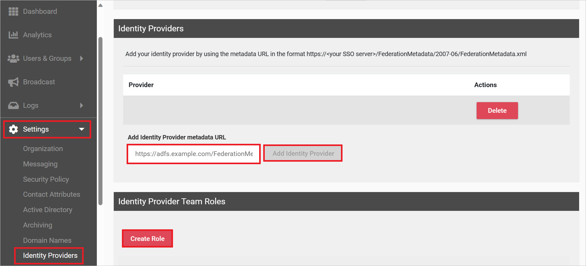 Screenshot shows settings of the configuration.