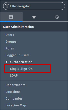 Capture d’écran de l’application ServiceNow Express, avec Single Sign-On (Authentification unique) mis en évidence