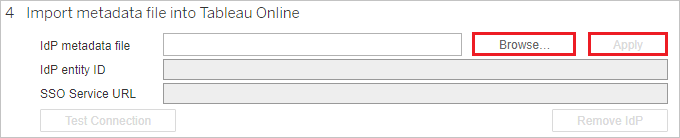 Capture d’écran montrant la section où vous pouvez importer le fichier de métadonnées.