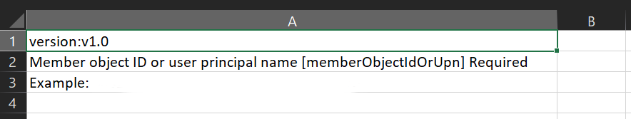 Capture d’écran du fichier CSV contenant les noms et les ID des membres à importer.