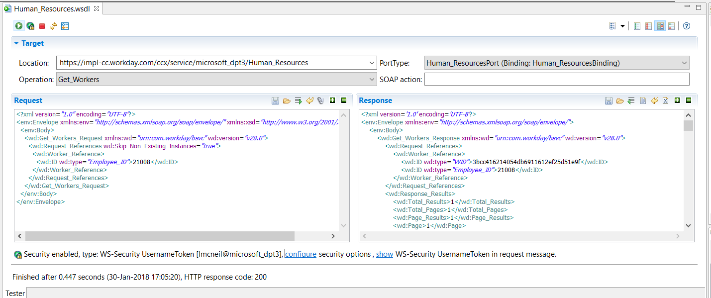 Capture d'écran représentant le fichier « Human_Resources » ouvert dans Workday Studio.